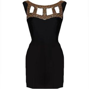 RICKETY RACK #68 Black Gold Sequin Bodycon Dress XXS XS S M L